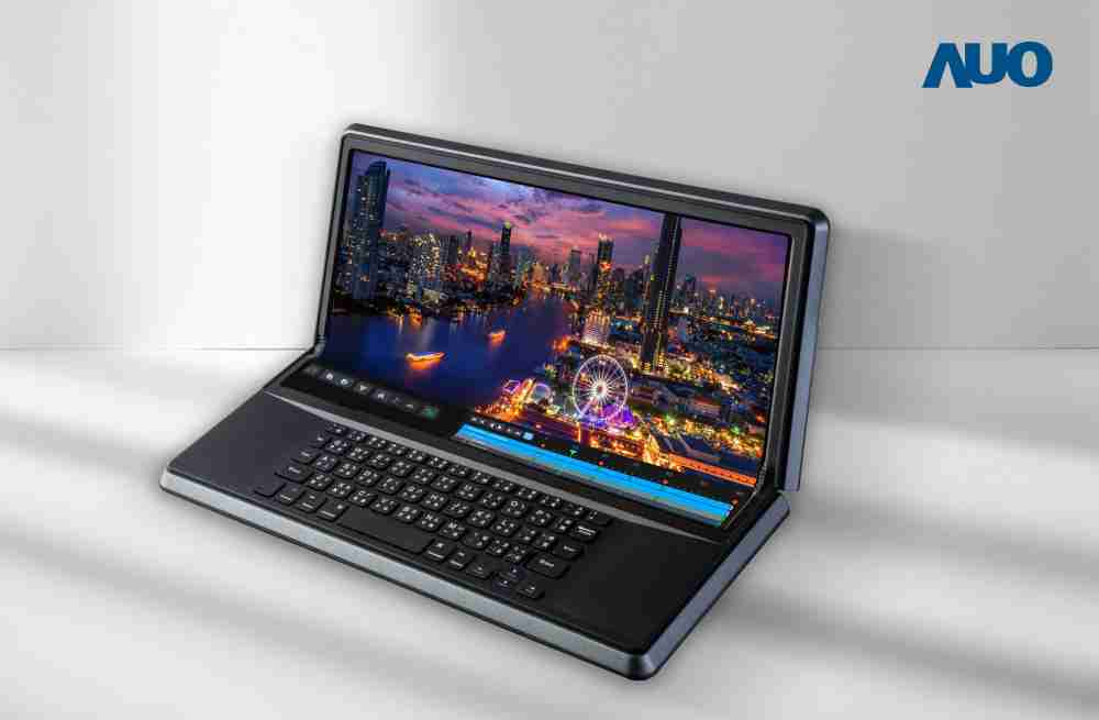 PG国际14.6吋Micro LED折迭显示屏幕，，，，搭配半径4mm的弯折绞炼，，，，以及高画素、、、、高亮度、、、高对比度的显示技术特点，，，即便在大视角下仍保有绝佳色相与亮度